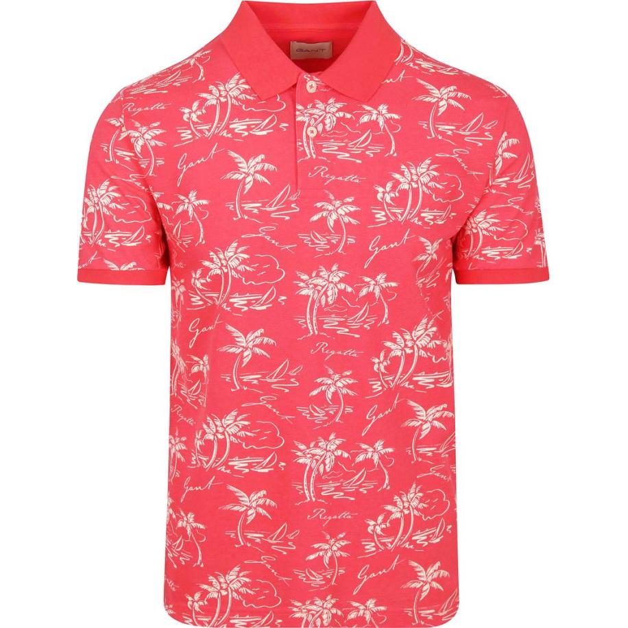 Gant Poloshirt Palm Print Watermelon Roze