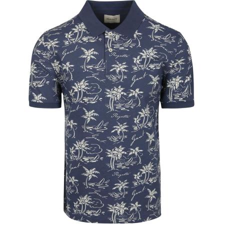 Gant Poloshirt Palm Print Dusty Navy