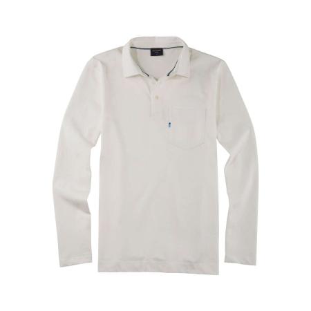 OLYMP Casual Poloshirt lange mouw ecru, Effen