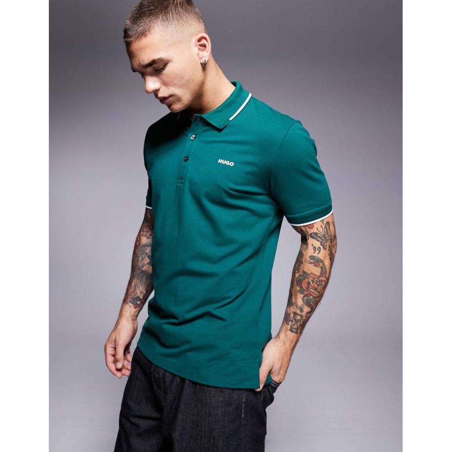 HUGO Red - Dinoso - Polo in bosgroen Groen
