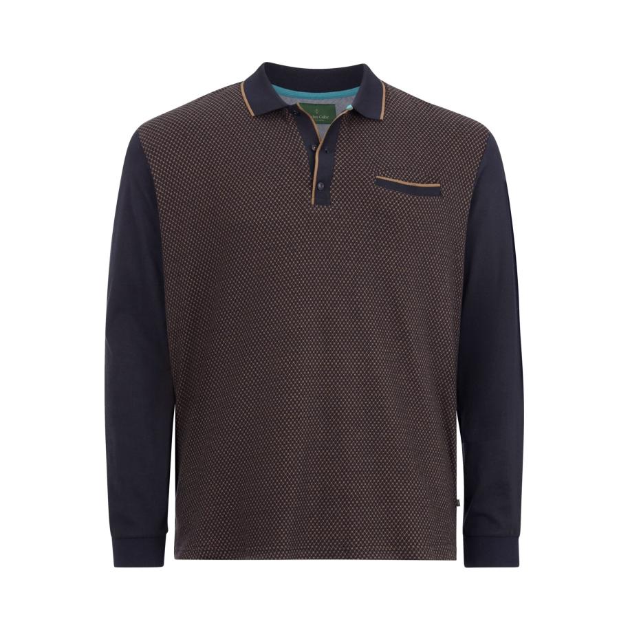 Charles Colby Poloshirt lange mouw blauw, Motief Blauw