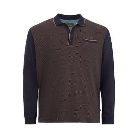 Charles Colby Poloshirt lange mouw blauw, Motief