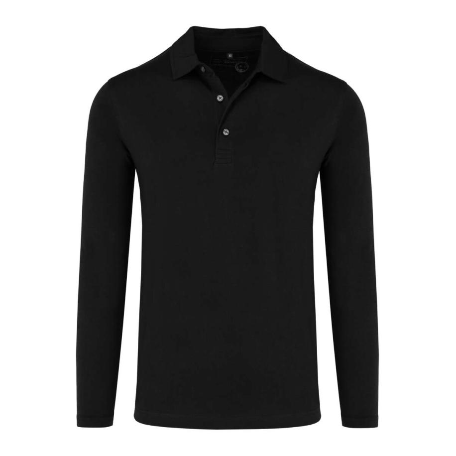 Marvelis Casual Poloshirt lange mouw zwart, Effen Zwart