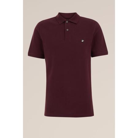 Fundamentals heren polo met structuur - Slim Fit - Aubergine - Katoen - Maat: XXL