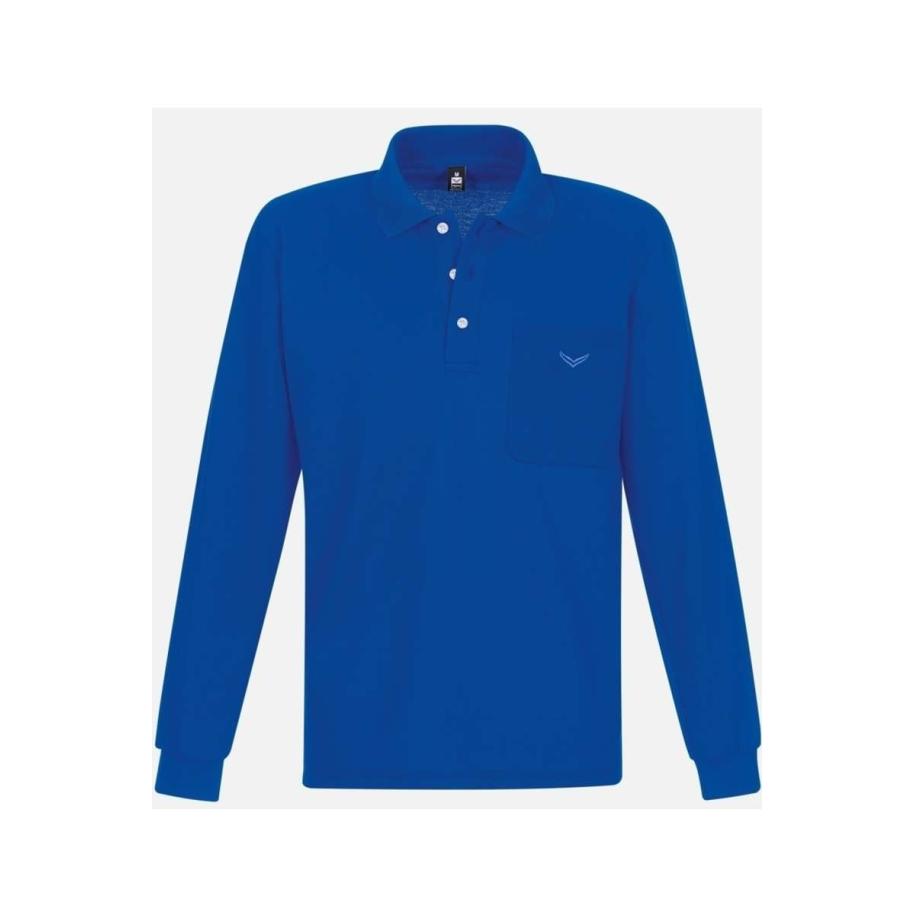 TRIGEMA Poloshirt lange mouw blauw, Effen Blauw
