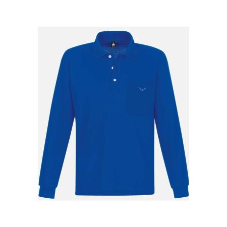 TRIGEMA Poloshirt lange mouw blauw, Effen