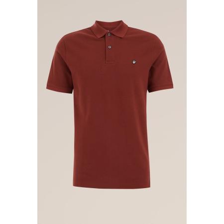 Fundamentals heren polo met structuur - Slim Fit - Roestbruin - Katoen - Maat: XXL