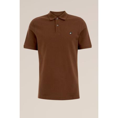 Fundamentals heren polo met structuur - Slim Fit - Bruin - Katoen - Maat: XXXL