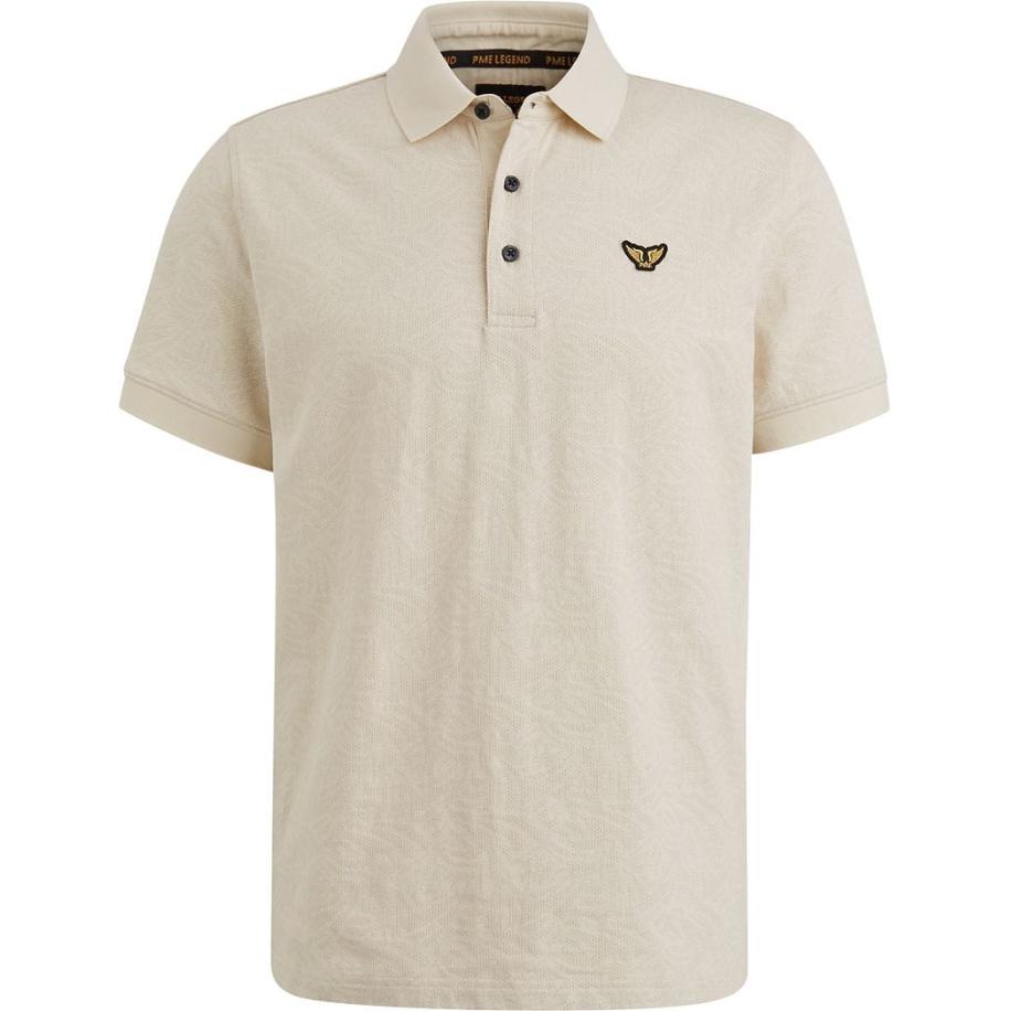 PME Legend Poloshirt Jacquard Jersey Ecru Bruin