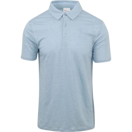 KnowledgeCotton Apparel Poloshirt Linnen Lichtblauw