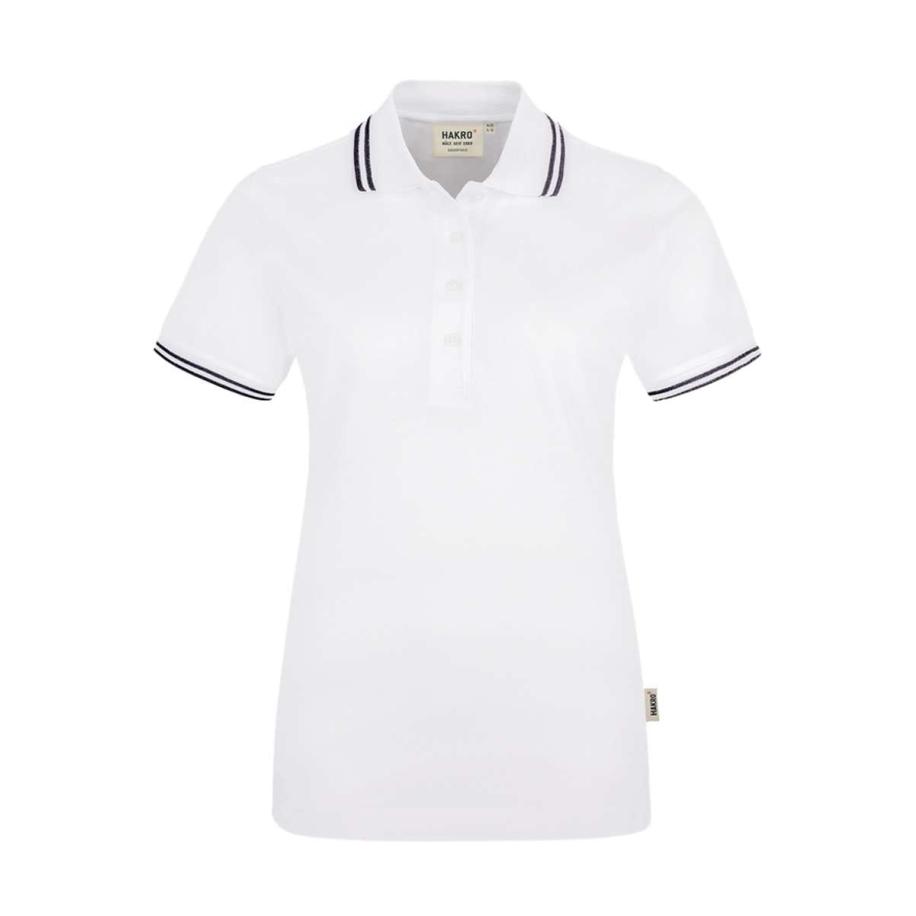HAKRO 205 Dames Poloshirt wit/zwart, Tweekleurig Wit