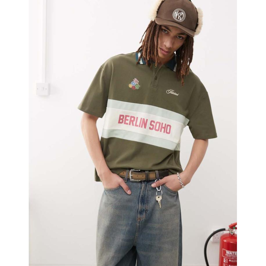 Prohibited - Poloshirt met print in groen Groen