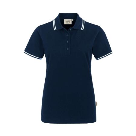 HAKRO 205 Dames Poloshirt donkerblauw/wit, Tweekleurig