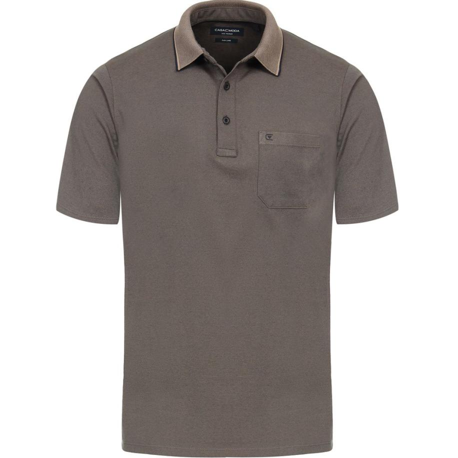 Casa Moda Polo Stretch Melange Taupe Bruin