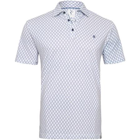 R2 Amsterdam Piqué Polo Wheel Track Print Blauw