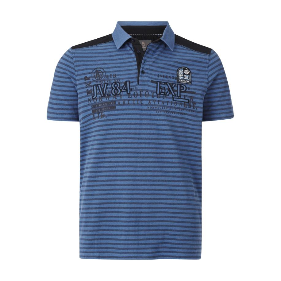 Jan Vanderstorm Polo shirt Korte mouw blauw Blauw