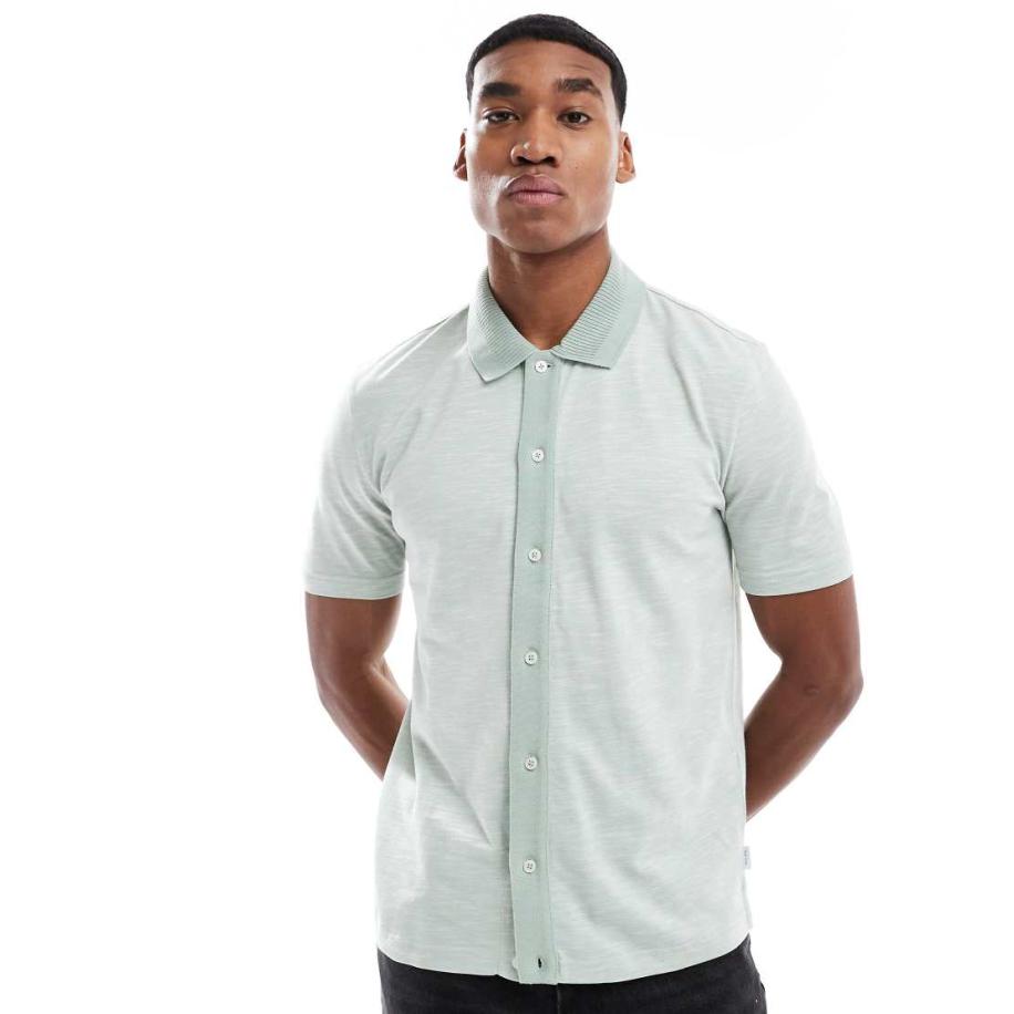 PS Paul Smith - Poloshirt met korte mouwen en knoopsluiting in lichtgroen Groen