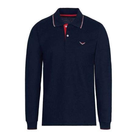 TRIGEMA Poloshirt lange mouw Marine, Effen