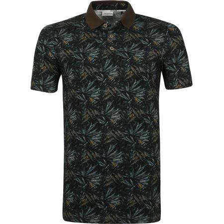 No Excess Polo Pique Print Donkergroen