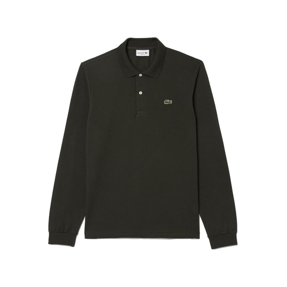 Lacoste Poloshirt lange mouw groen, Effen Groen