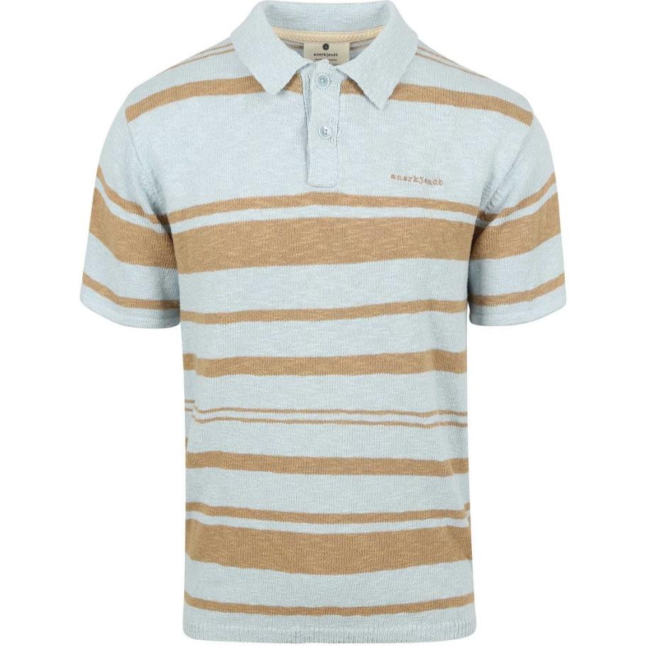 Anerkjendt Sofus T-shirt Lichtblauw Gestreept Bruin