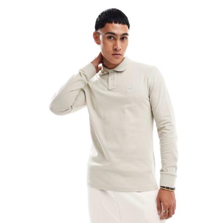 BOSS Orange - Passerby - Poloshirt met lange mouwen in beige-Neutraal