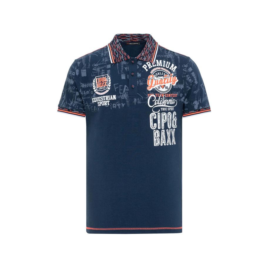 Cipo & Baxx CIPO & BAXX Shirt donkerblauw / bruin / wit -