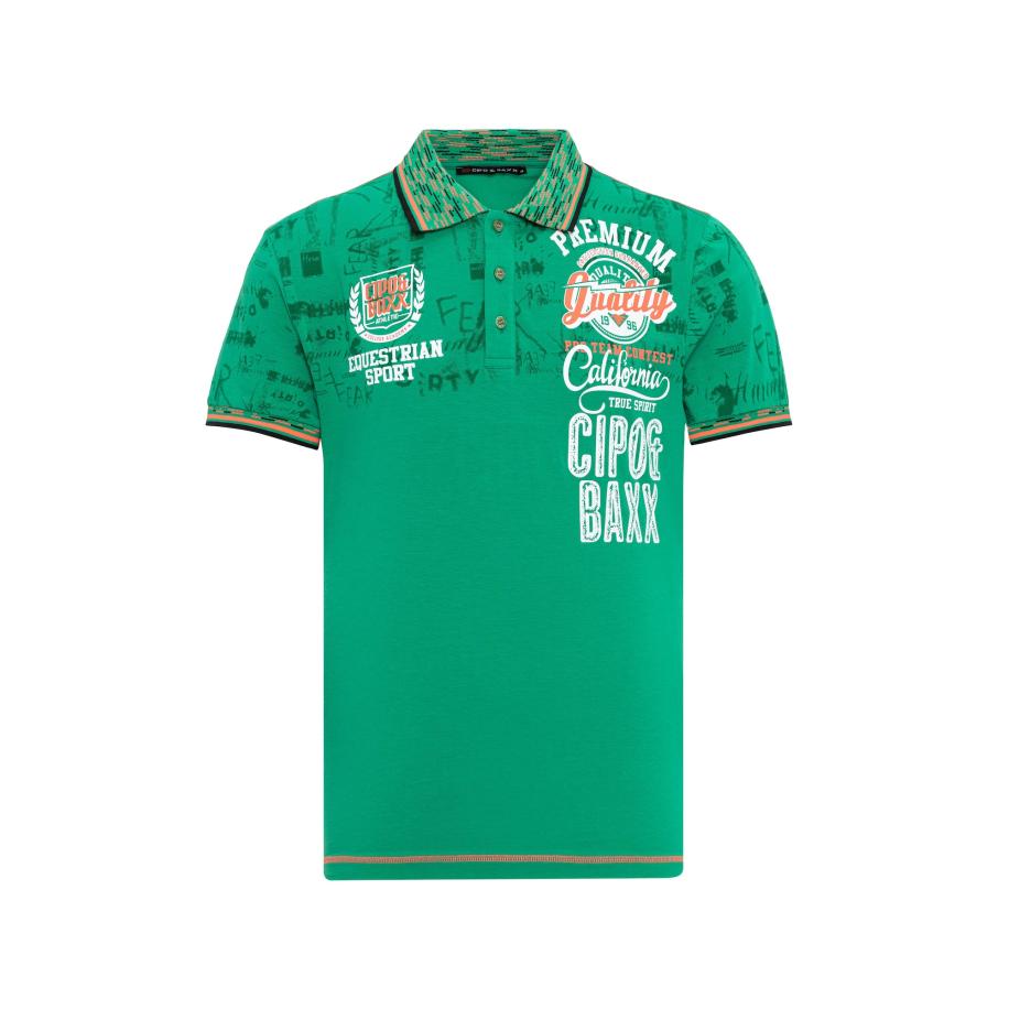 Cipo & Baxx CIPO & BAXX Shirt groen / oranje / zwart / wit -