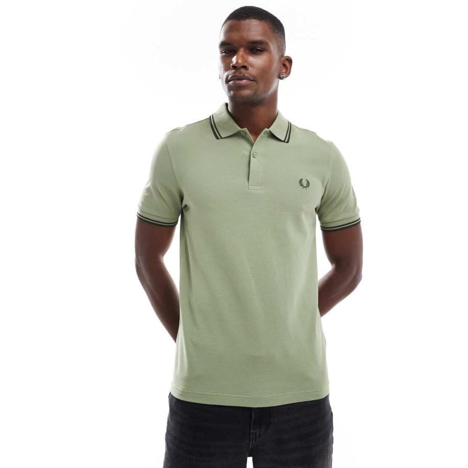 Fred Perry - Poloshirt met dubbel streepje in groen Groen