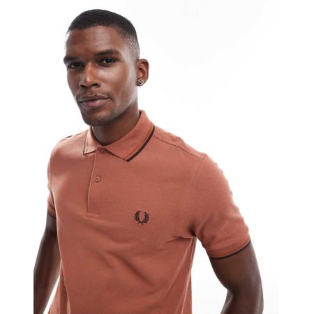 Fred Perry - Poloshirt met dubbel gekleurd randje in oranje