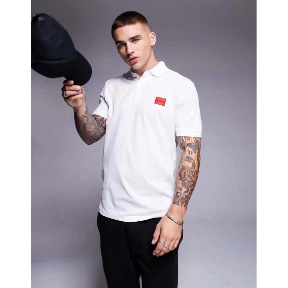 HUGO - Red - Dereso - Polo met logo in wit Wit