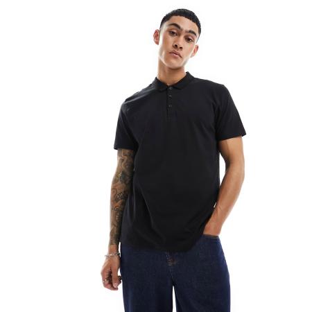 New Look - Regular-fit polo in effen zwart