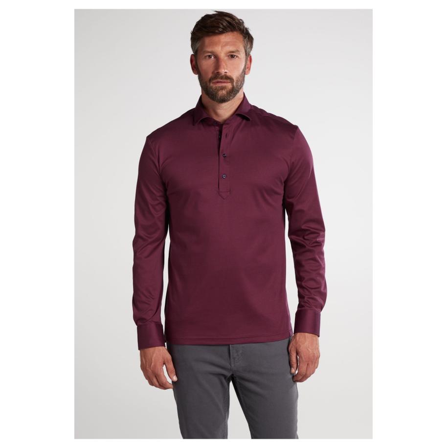 ETERNA 1863 Poloshirt lange mouw, Effen Rood