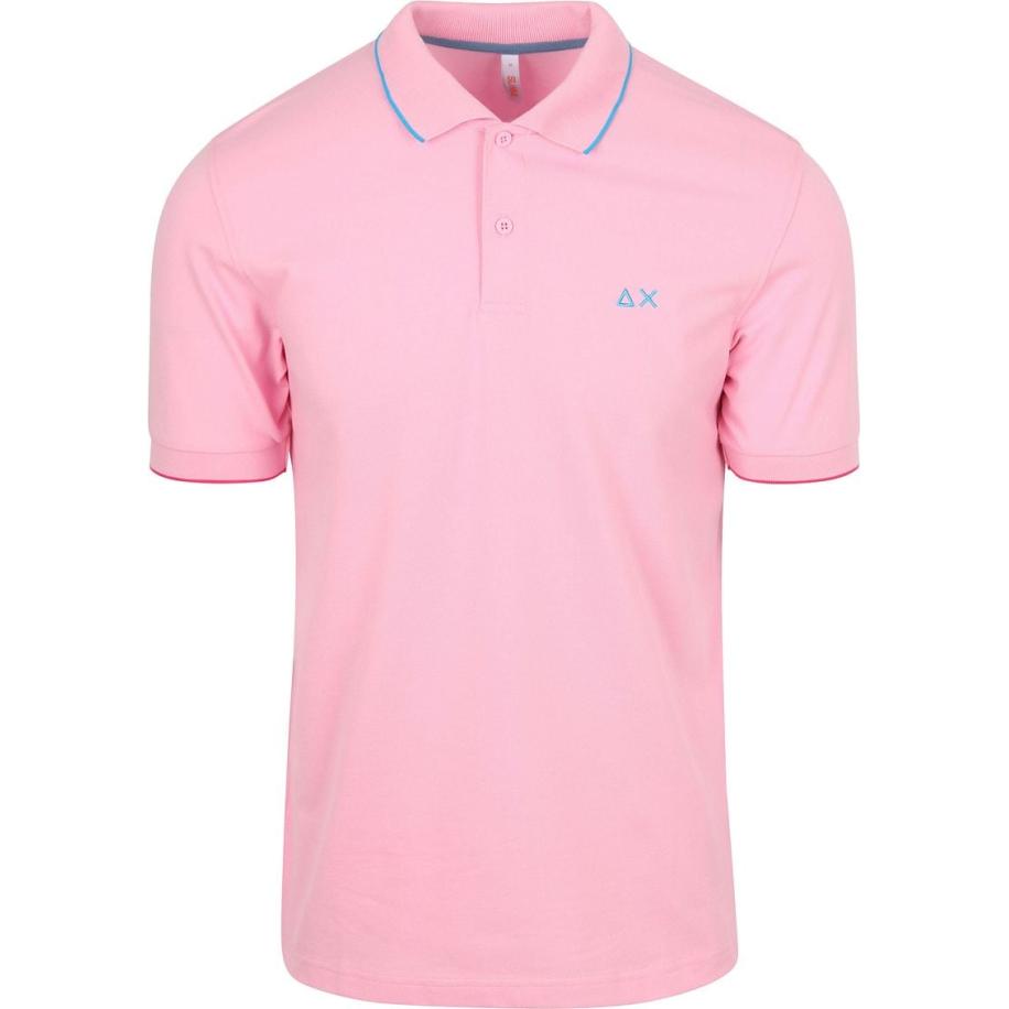 Sun68 Poloshirt Small Stripe Collar Lichtroze Roze