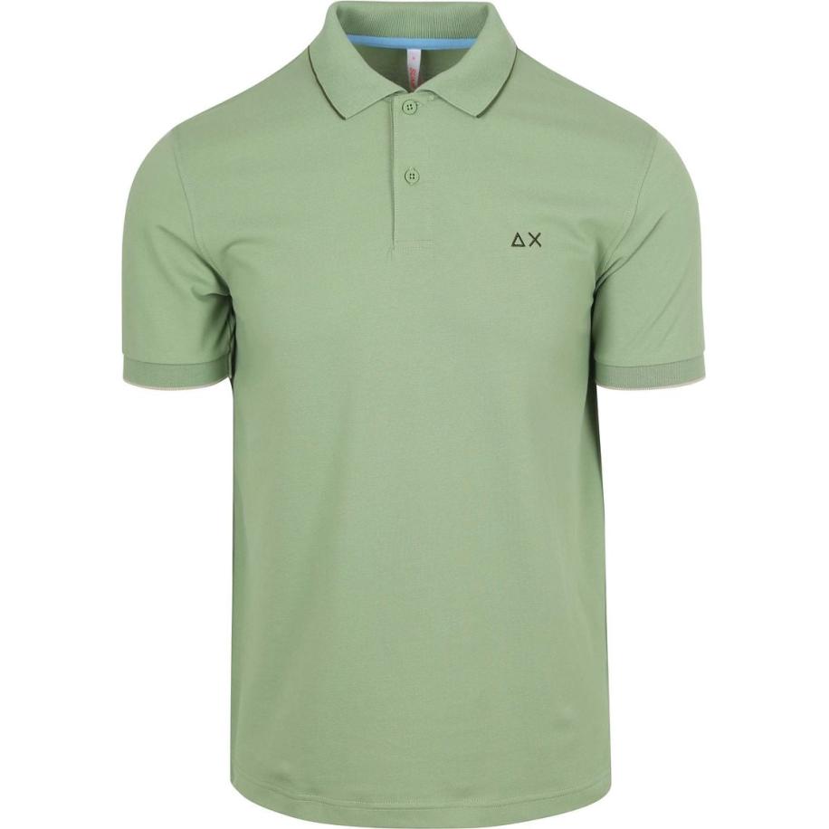 Sun68 Poloshirt Small Stripe Collar Lichtgroen Groen