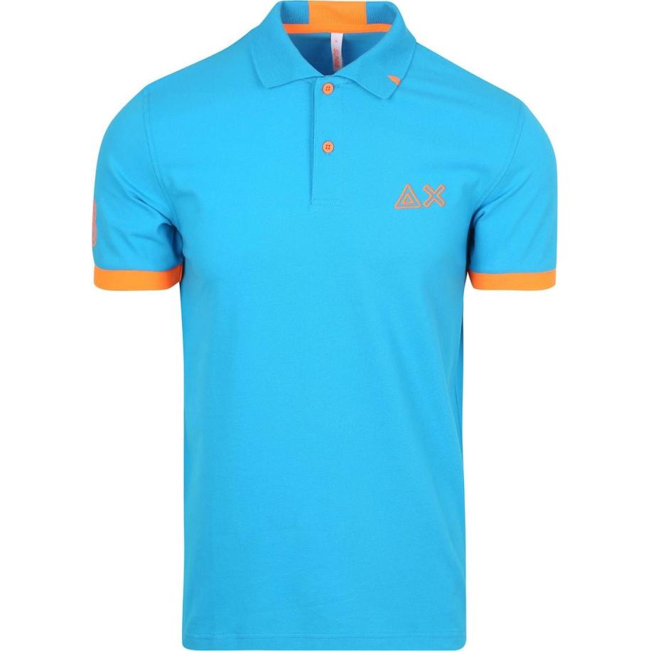 Sun68 Poloshirt Logo Fluo Blauw Blauw