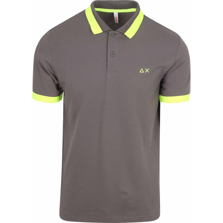 Sun68 Poloshirt Big Stripe Fluo Antraciet Grijs