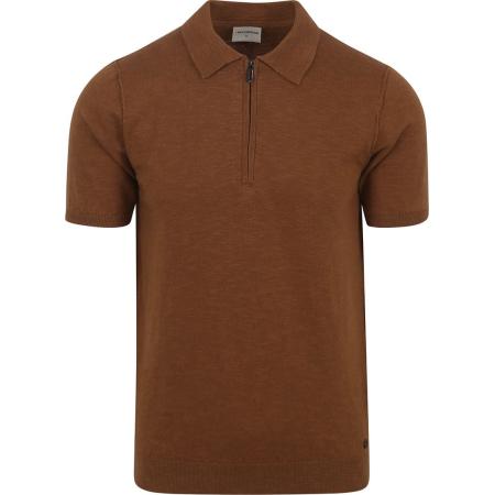 No Excess Knitted Poloshirt Bruin