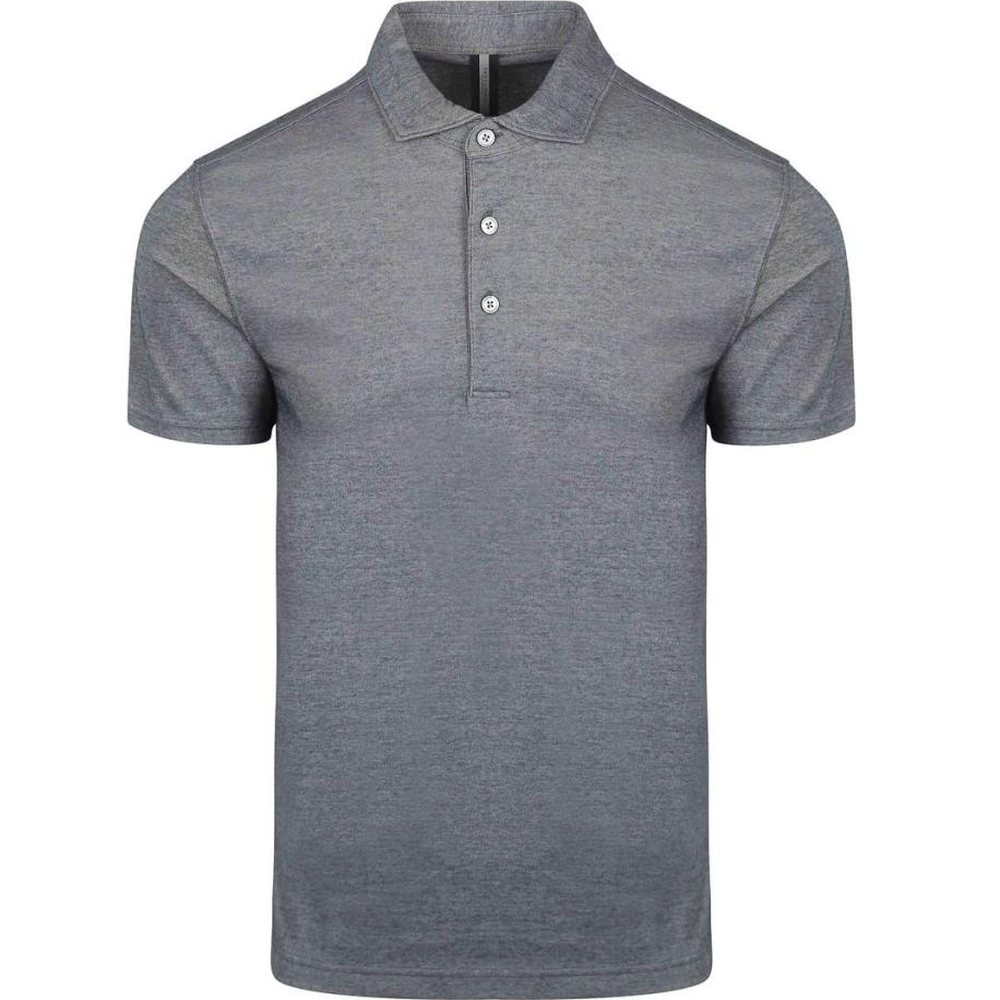 Profuomo Poloshirt Luxury Knitted Melange Blauw Blauw