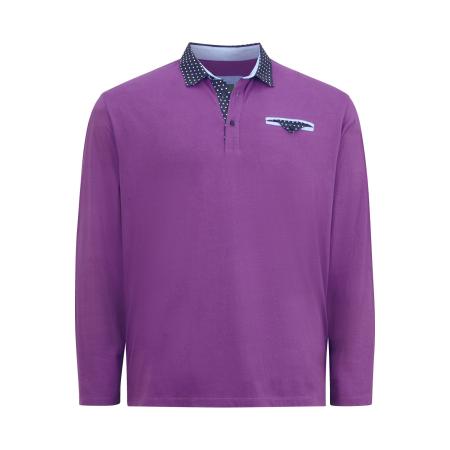 Charles Colby Poloshirt lange mouw paars, Effen
