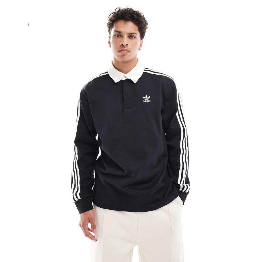 adidas Originals - Rugbypolo in zwart Zwart