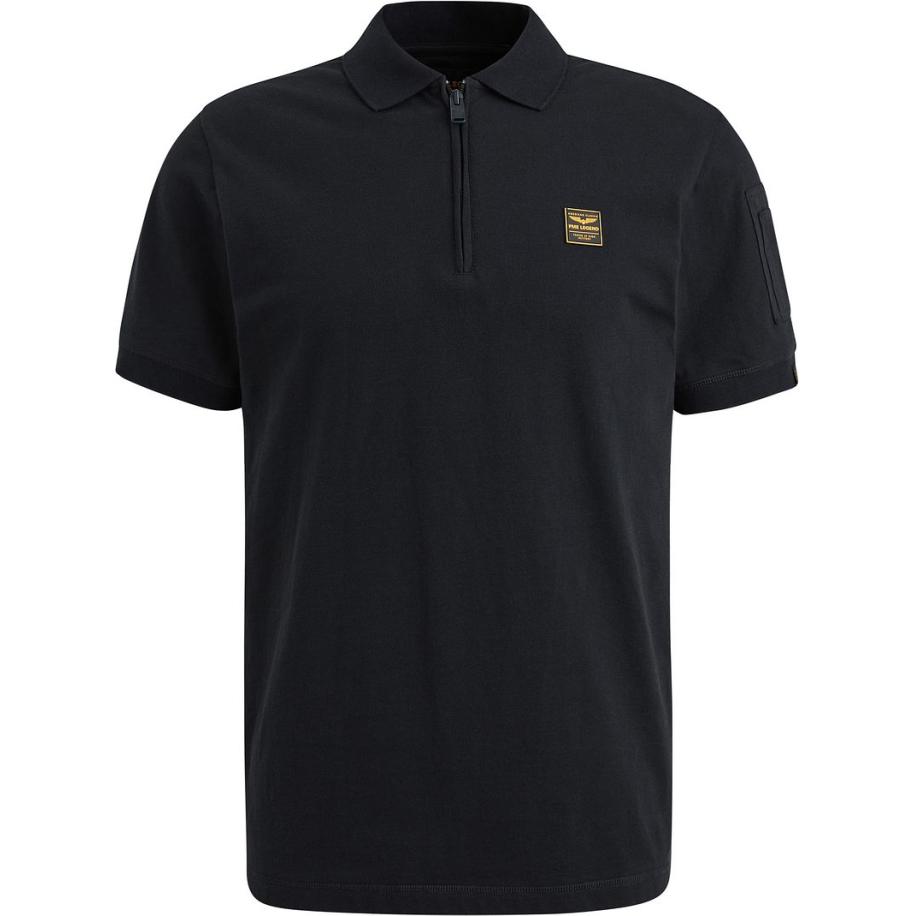 PME Legend Half-Zip Poloshirt Piqué Interlock Navy Blauw
