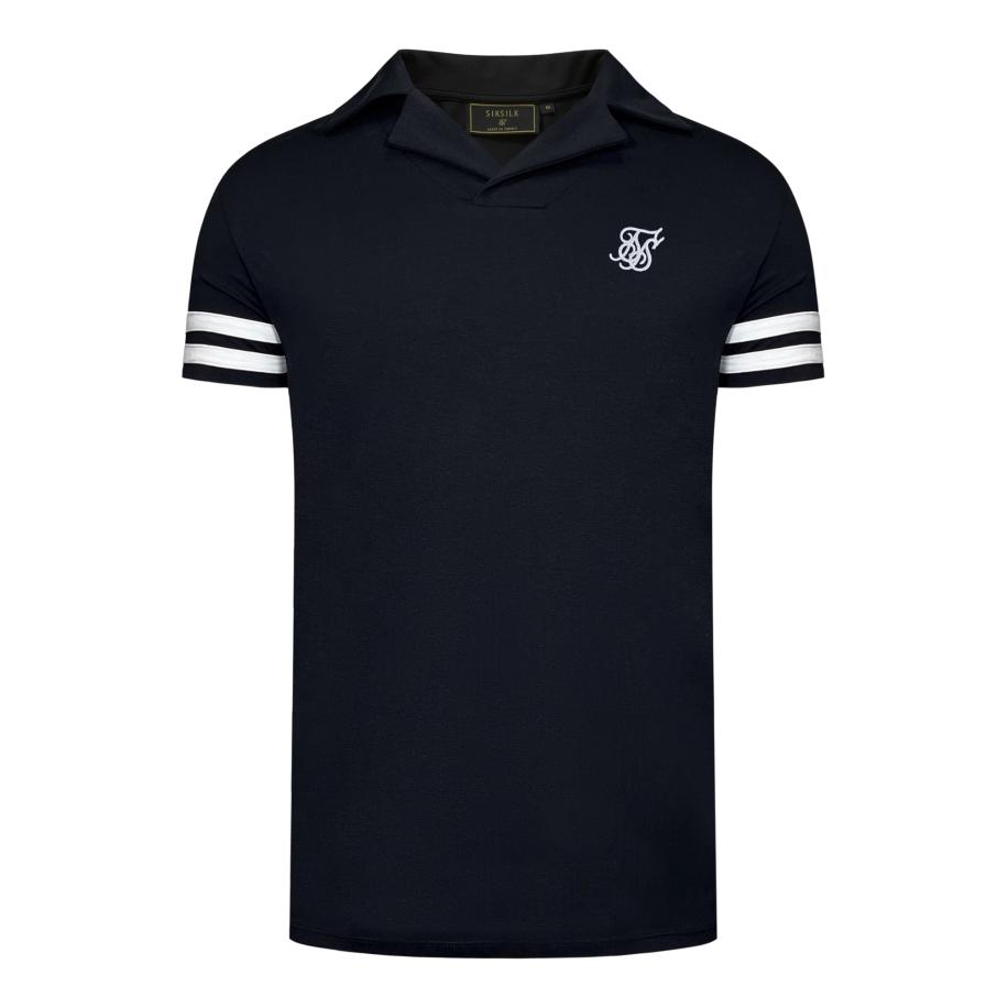 SikSilk Shirt Turnier Revere zwart / wit Zwart