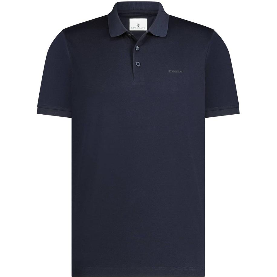 State of Art Poloshirt Mercerized Piqué Navy Blauw