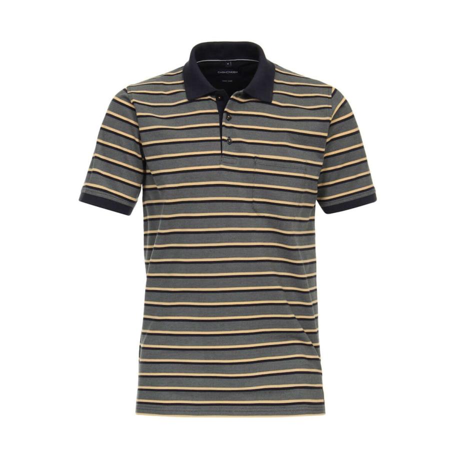 Casa Moda Poloshirt Strepen Groen Multicolor