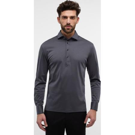 ETERNA 1863 Poloshirt lange mouw grijs, Effen
