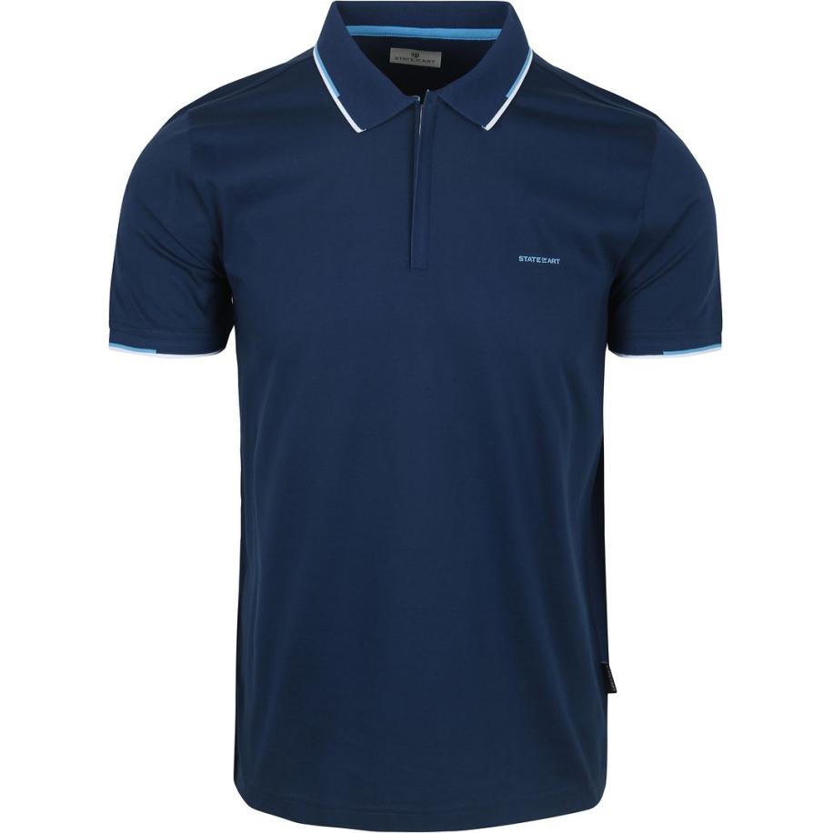 State of Art Poloshirt Jersey Navy Blauw