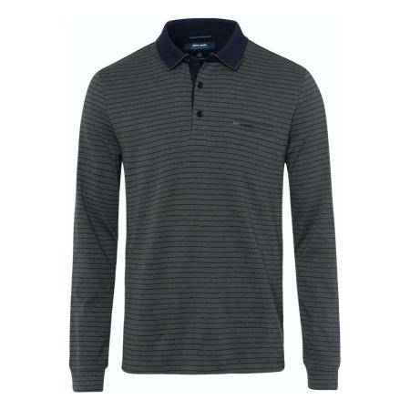 Pierre Cardin Poloshirt lange mouw groen, Gestreept