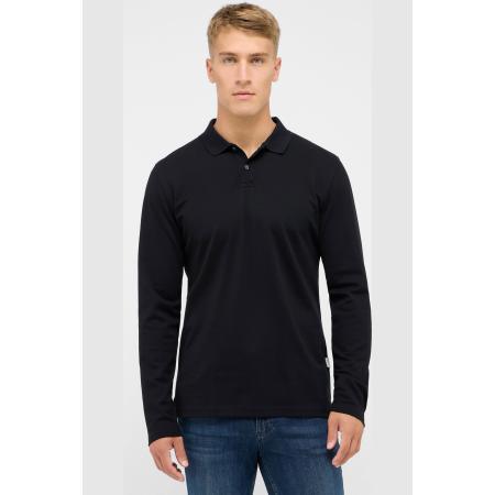 ETERNA Poloshirt lange mouw zwart, Effen