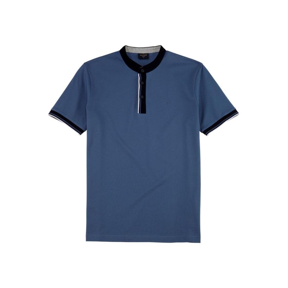 OLYMP Casual Polo shirt Korte mouw rook blauw Blauw